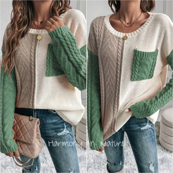 Mariana Blocked Sweater - Green - Picture 4 of 14